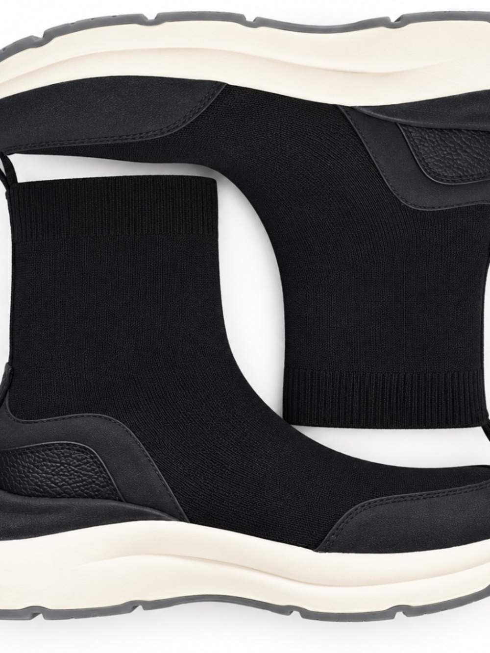 Zara sock booties lug sole black/white 40/9 1/2 fall/winter contemporary chunky
